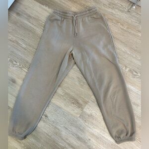 H&M Tan Joggers with Elastic Waistband and Cuffed Ankles